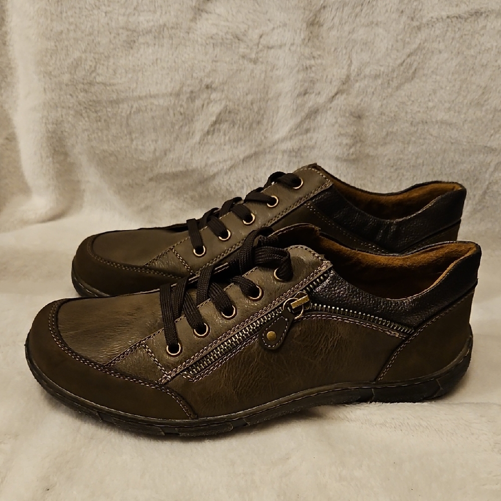 Spring Step Men's Dark Brown Leather Sneakers